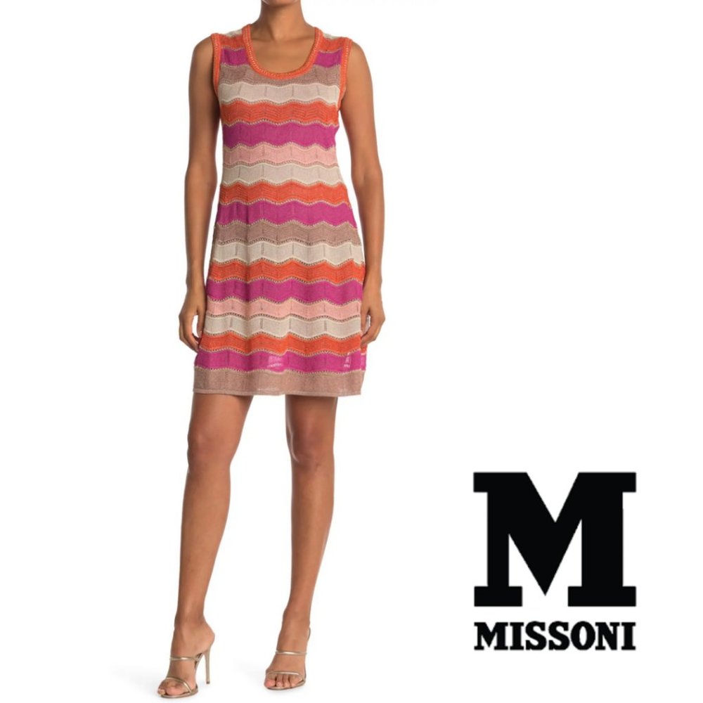 Missoni Wavy Stripe Metallic Tank Mini Dress